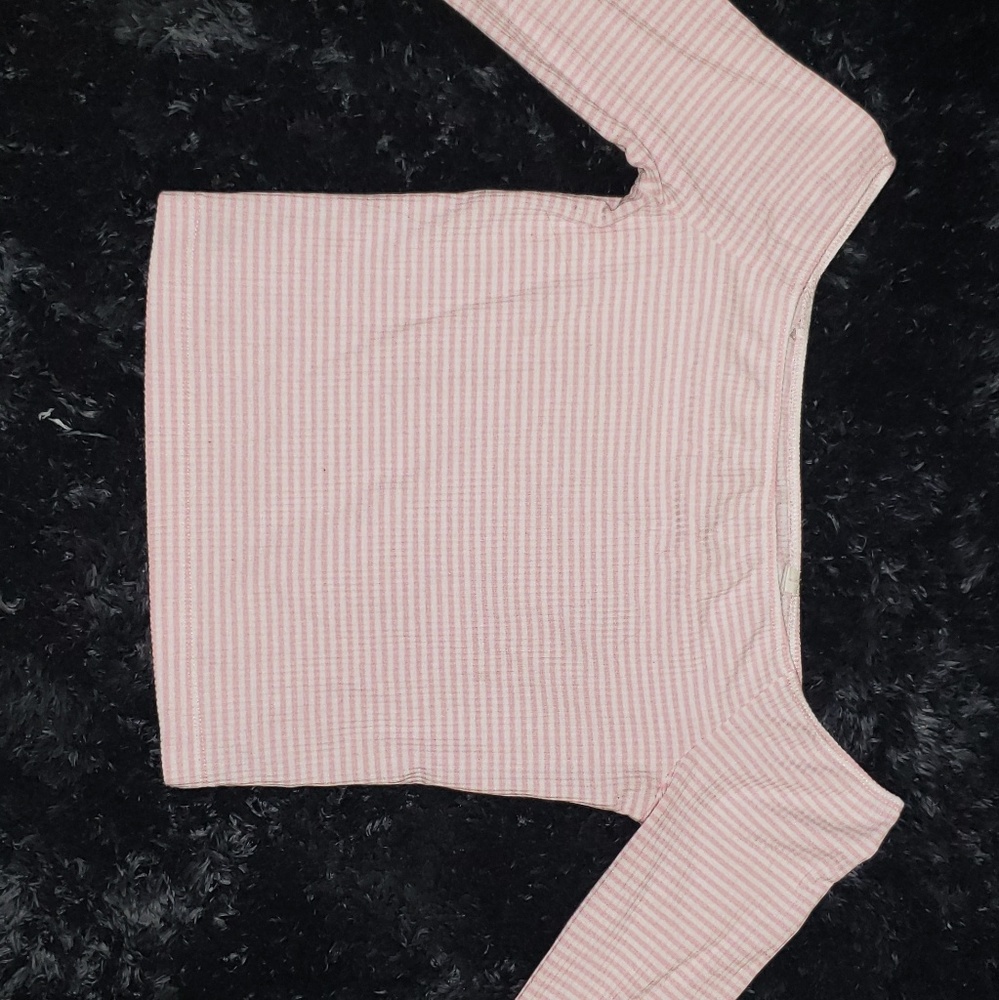 Pink and White Striped Crop Top